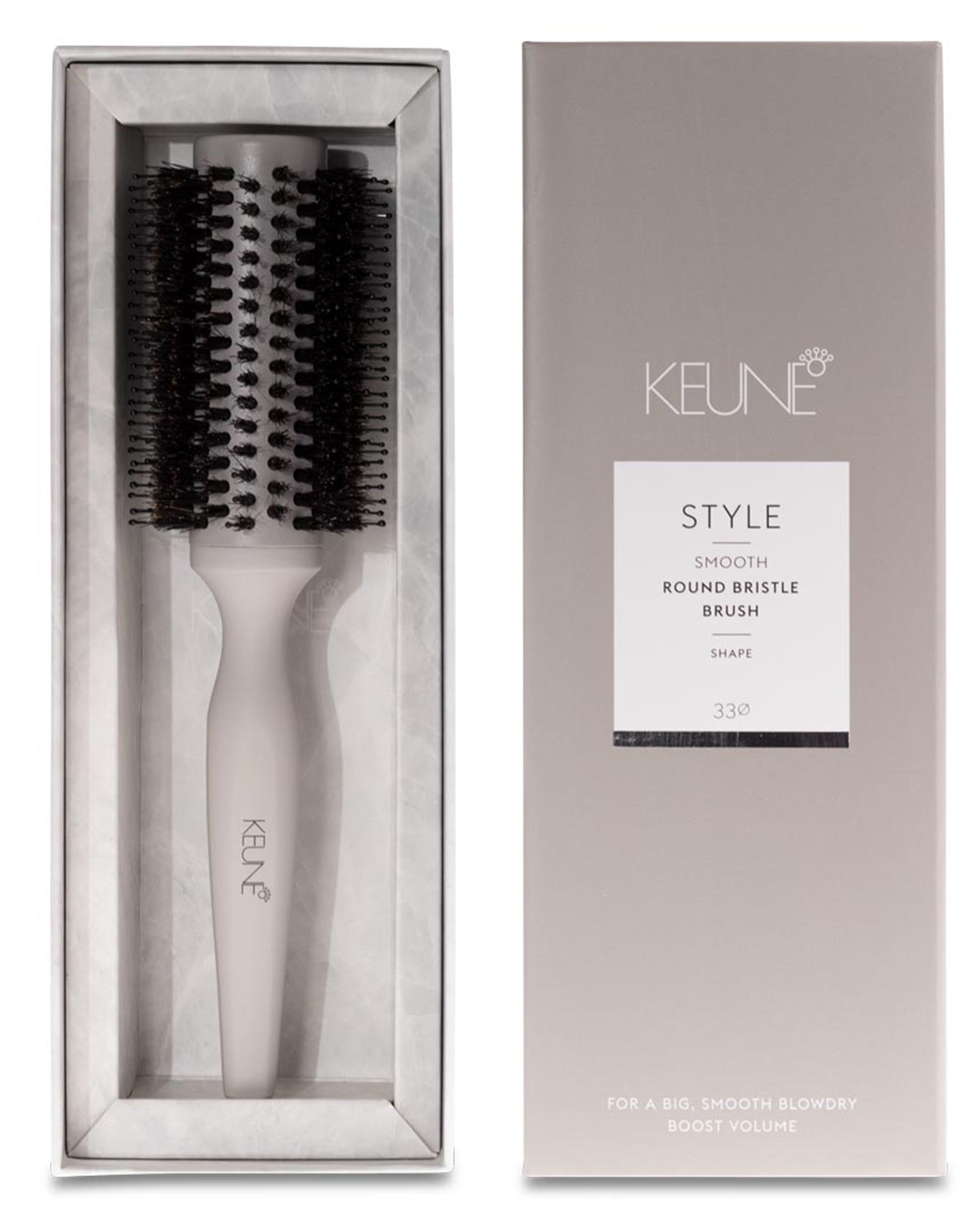 With the KEUNE THERMAL BRISTLE BRUSH 33MM, a professional hairbrush, you can achieve exceptionally smooth blowouts, more volume, and an anti-frizz effect. It smooths and polishes the hair. On keune.ch